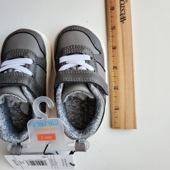 Carter's Just One You Baby Boys' Karson First Walker Sneakers - Gray Sz 3 Hook a - Picture 10 of 13
